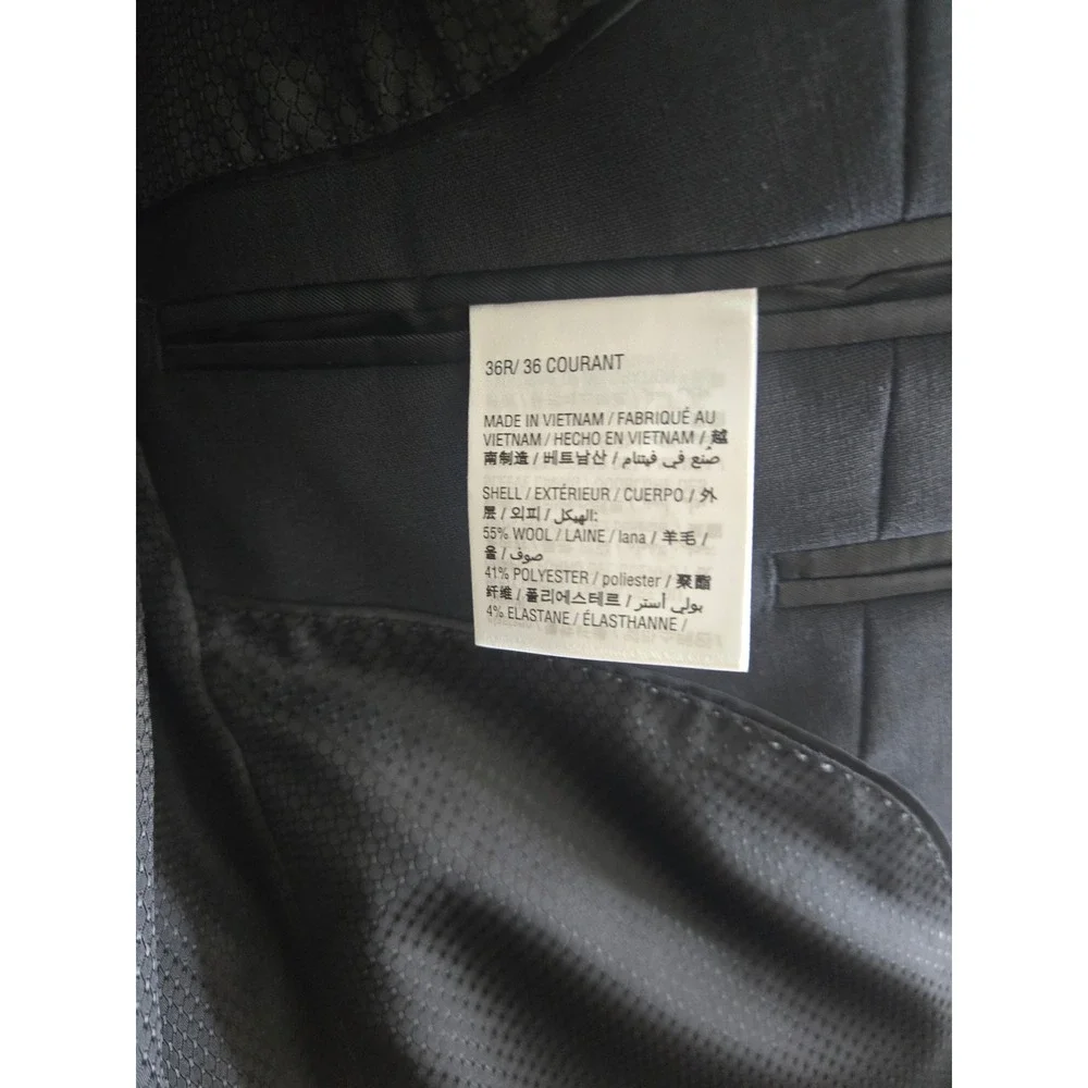 Bar III Mens Slim Fit Black Wool Blend Two Button Blazer Sport Coat Jacket 36R